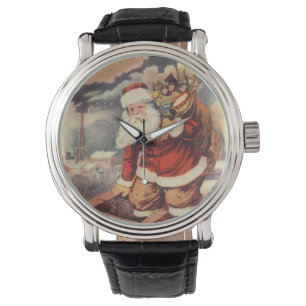 Relógio Natais vintages Papai Noel Vitoriano em Chaminé