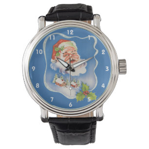 Relógio Natal Antigo, Papai Noel Alegre Retro
