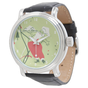 Relógio Natal Antigo, Papai Noel Chef com Jantar