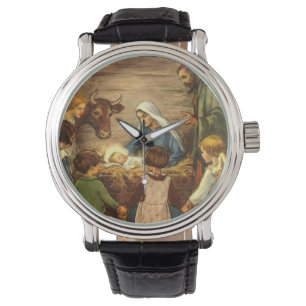 Relógio Natal vintage, bebê religioso Jesus de w da