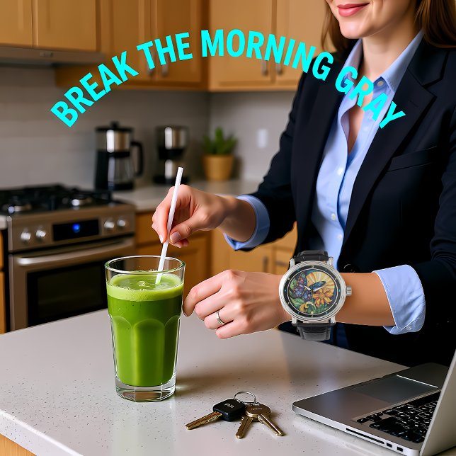 Relógio Nature's Embrace" - Butterfly & Flower (Criador carregado)