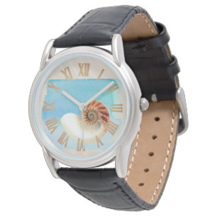 Relógio Nautilus Seashell e Sand