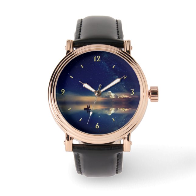 Relógio Navegando para as nuvens - Hash Mark n Numbers (Frente)