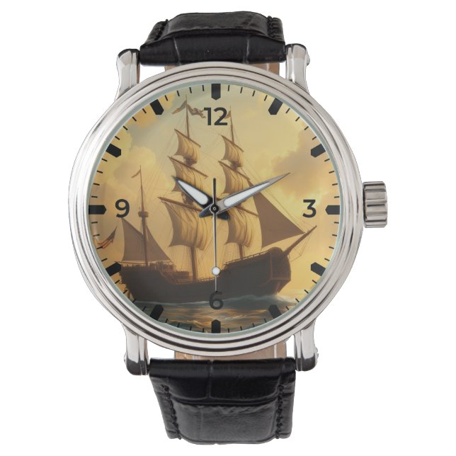 Relógio Navio Dourado (Frente)