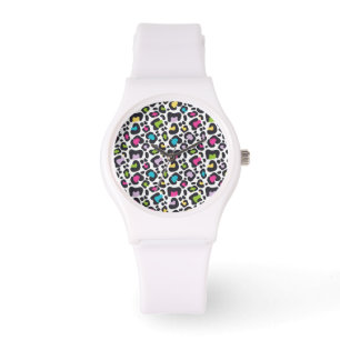 Relógio Neon Leopard Print Silicone Watch