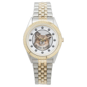 Relógio Nome de Foto de Cachorro Cortês Imprime Personali