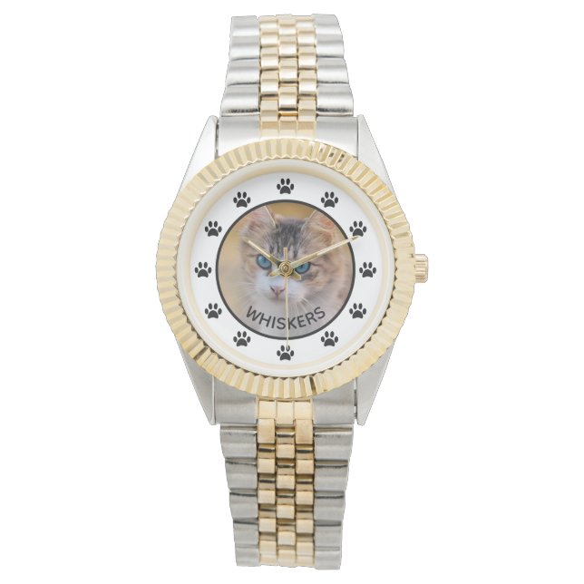 Relógio Nome de Foto de Gato de Gato de Gato de Gato de Ga (Frente)