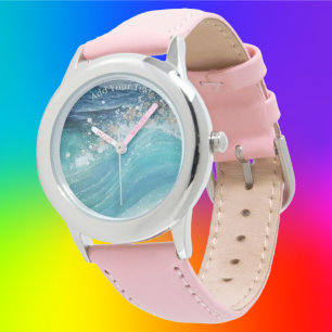 Relógio Nome de Fotografia Personalizada Wave do Oceano Br