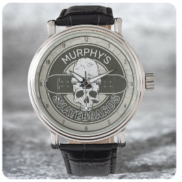 Relógio NOME DE Skater Personalizado Skate Skate Skull