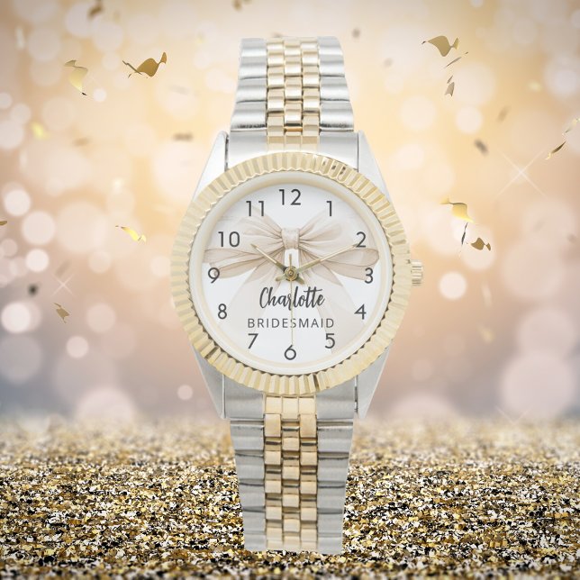 Relógio Nome do creme de arco Bridesmaid (Criador carregado)