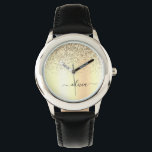 Relógio Nome do Glam do Monograma Dourado Glitter Metal<br><div class="desc">Folha Dourada Folha Metálica Espontilhadora Metálica Brilhante Bruta Monograma de Metais Relógio. Isto faz o doce e perfeito aniversário de 16 anos,  casamento,  chá de panela,  aniversário,  chá de fraldas ou festa de solteira presente para alguém que ama luxo de luxo e estilos quíticos.</div>