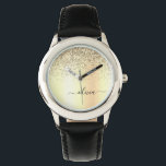 Relógio Nome do Glam do Monograma Dourado Glitter Metal<br><div class="desc">Folha Dourada Folha Metálica Espontilhadora Metálica Brilhante Bruta Monograma de Metais Relógio. Isto faz o doce e perfeito aniversário de 16 anos,  casamento,  chá de panela,  aniversário,  chá de fraldas ou festa de solteira presente para alguém que ama luxo de luxo e estilos quíticos.</div>