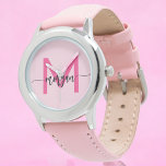 Relógio Nome do Monograma das Raparigas de Script Moderno<br><div class="desc">Acessorize com elegância usando nosso Hot Pink Modern Script Girls Monograma Name Watch! Este na moda apresenta uma face rosa-quente vibrante, personalizada com seu nome em um script moderno para uma aparência exclusiva e personalizada. Perfeito para adicionar um pop de cor a qualquer equipamento, ele combina moda com funcionalidade. O...</div>