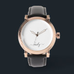 Relógio Nome do Monograma do Script Moderno Preto Branco<br><div class="desc">Nome do Monograma Simples Preto e Branco. Isto faz o doce e perfeito aniversário de 16 anos,  casamento,  chá de panela,  aniversário,  chá de fraldas ou festa de solteira presente para alguém que ama luxo de luxo e estilos quíticos.</div>