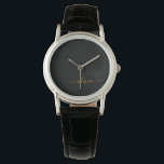 Relógio Nome do Monograma Rapariga de Script Moderno Doura<br><div class="desc">Monitorização de Nome do Monograma Simples Preto e Dourado. Isso faz a formatura perfeita,  aniversário,  casamento,  chá de panela,  aniversário,  chá de fraldas ou presente de festa de solteira para alguém que ama luxo de vidro e estilos quíticos.</div>