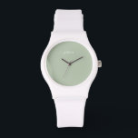 Relógio Nome do script verde do sábado legante<br><div class="desc">Elegante sábio verde branco nome do script Watch. Personalize o nome.</div>