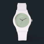 Relógio Nome do script verde do sábado legante<br><div class="desc">Elegante sábio verde branco nome do script Watch. Personalize o nome.</div>