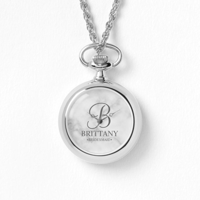 Relógio Nome e Monograma da Bridesmaid Personalizada (Frente)