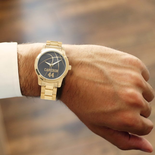 Relógio Nome e número do jogador de basquetebol preto e Do (Criador carregado)