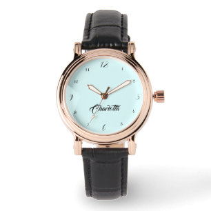 Relógio Nome Elegante manuscrito Na moda de Ciano Pastel