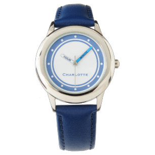 Relógio Nome feito sob encomenda azul minimalista simples