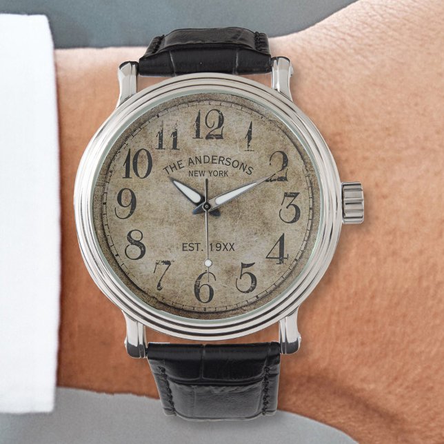 Relógio Nome Personalizado Antiga Vintage Retroativa Cláss (Criador carregado)