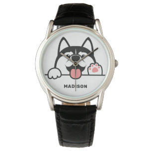 Relógio Nome Personalizado Cole Siberian Husky