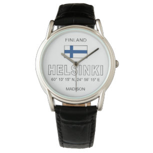 Relógio Nome Personalizado Coordenadas de Helsinque