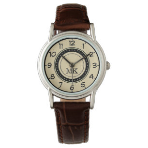 Relógio Nome Personalizado Da Face De Vintage Cream Monogr