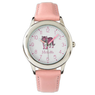 Relógio Nome Personalizado da Moda Urso Rosa da Selva Fofo