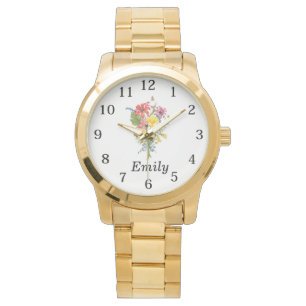 Relógio Nome personalizado de flor selvagem