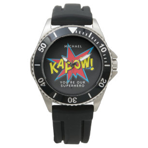 Relógio Nome Personalizado do Comic do Super-herói do Dia