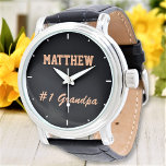Relógio Nome Personalizado do Dia de os pais Avô Número Um<br><div class="desc">Adicione um nome, personalize o texto e crie facilmente a sua monitorização personalizada. Você pode TRANSFERIR este DESIGN em outros produtos do Zazzle e ajustá-lo ao ajustado da maioria dos itens do Zazzle. Os designs Standard Studio são feitos em gráficos vetoriais de alta resolução para um impressão profissional. Obrigado por...</div>
