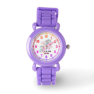 Relógio Nome Personalizado legal Rainbow Unicorn