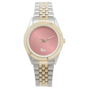 Relógio Nome personalizado rosa gold