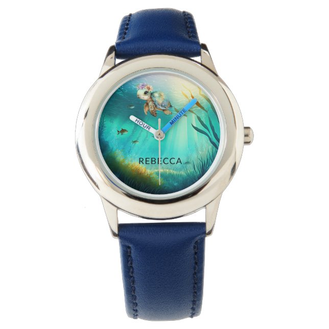 Relógio Nome Personalizado Tartaruga Coca-Cola Crianças de (Frente)