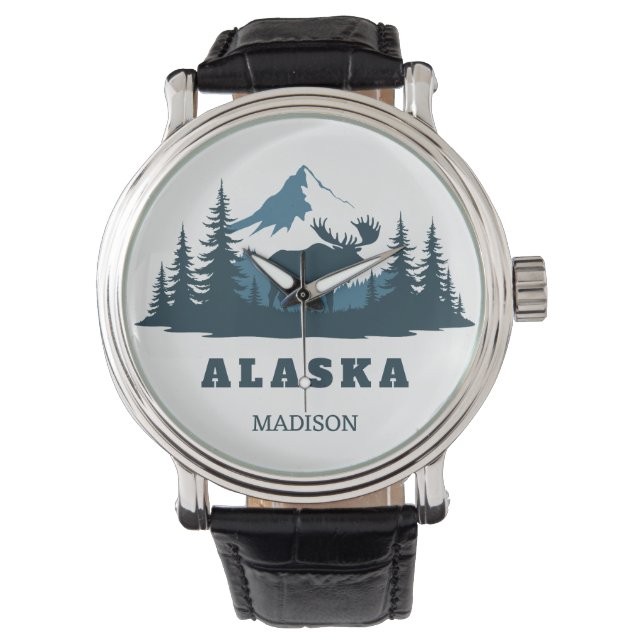 Relógio Nome Personalizado & Texto ALASKA (Frente)