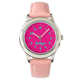 Relógio Nome Personalizado Whipsy Hot Pink Kids Time Ensin