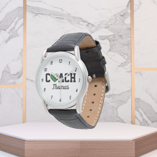 Relógio Nome Profissional do Treinador de Futebol e Bola d