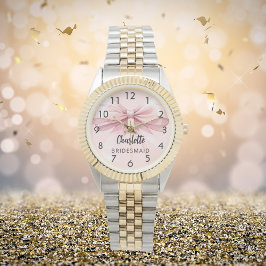 Relógio Nome rosa do arco do Bridesmaid