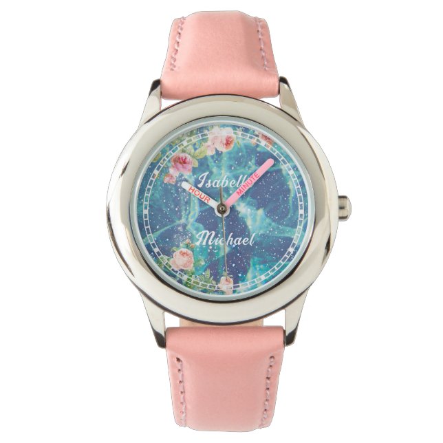 Relógio Nomes de casais romenos, azuis e personalizados (Frente)