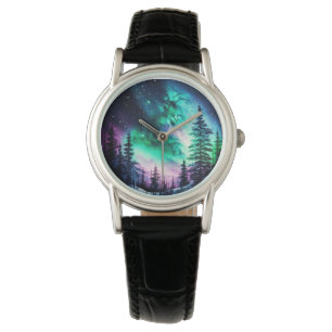 Relógio Norte Celestial Aurora Borealis Acende Vívido