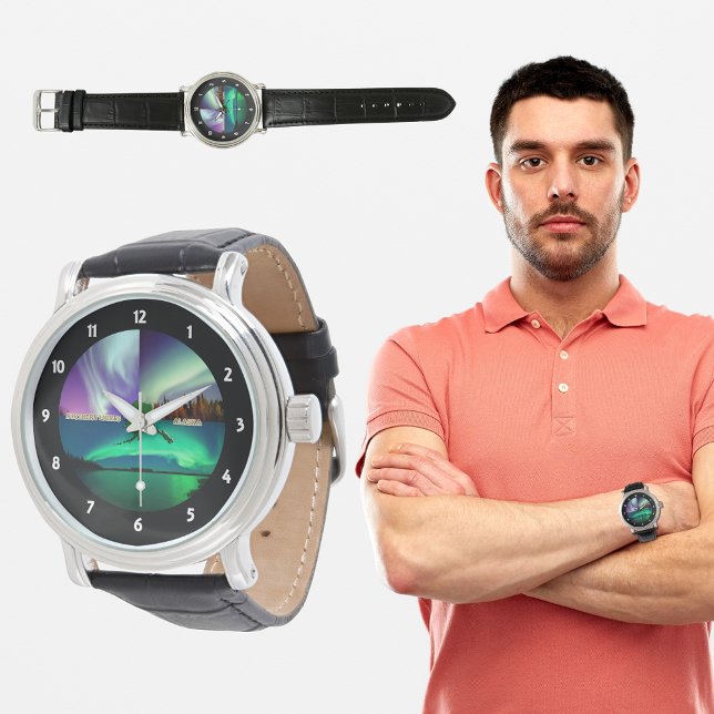 Relógio Nortes do Alasca Collage (Northern Lights of Alaska Collage Watch)