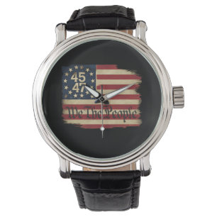 Relógio Nós O Povo Trump 45 47 Bandeira Vintage Destruída