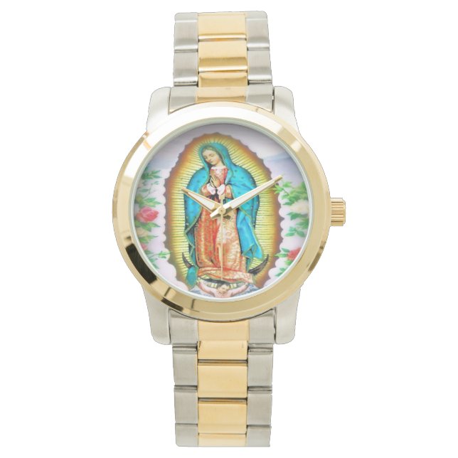 Relógio Nossa Senhora de Guadalupe Floral (Frente)