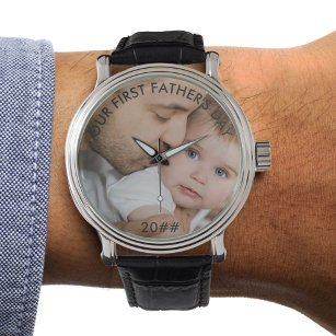 Relógio Nosso primeiro Pai personalizado e foto do bebê do