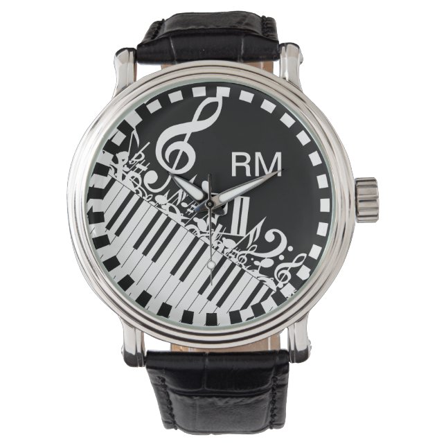 Relógio Notas Musicais e Chaves Pianesas Personalizadas (Frente)