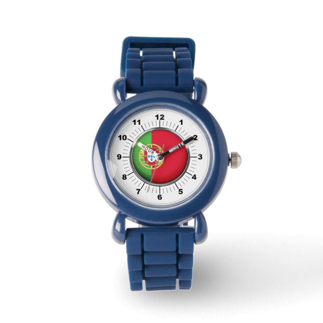Relógio Numbe Negro Indicador de Portugal Ajustável (Frente)