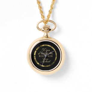 Relógio Numeral Romano do Ouro de Esposa do 50º Aniversári