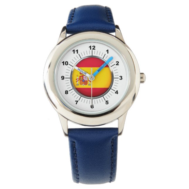 Relógio Número Azul do Sinalizador de Espanha Ajustável da (Frente)